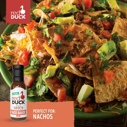 Vista 5 de Red Duck Salsa orgánica para tacos Actually Spicy, sin gluten, totalmente natural (picante, 8 onzas líquidas)