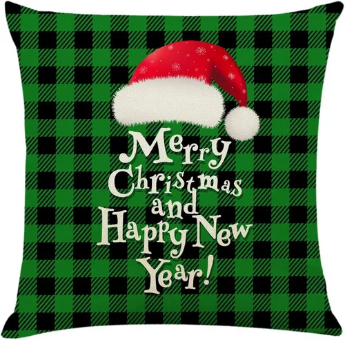 Vista 2 de Ogrmar 4 fundas de almohada de 18 x 18 pulgadas, fundas de almohada decorativas de Navidad, fundas de almohada cuadradas de lino y algodón