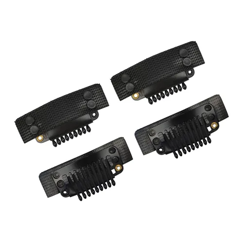 Vista 6 de 3 piezas de línea de pesca de alambre elástico invisible con 4 clips de peluca adhesivos para extensiones de cabello (negro)