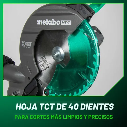 Vista 7 de Metabo HPT Sierra ingletadora compuesta de un solo bisel de 10 pulgadas, sierra de potencia de 15 amperios con línea de sombra de corte Xact
