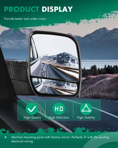 Vista 5 de SCITOO Espejo retrovisor lateral derecho del pasajero apto para Ford para E-150 para E-250, para E-150 Club Wagon para E-150 Econoline para E-150