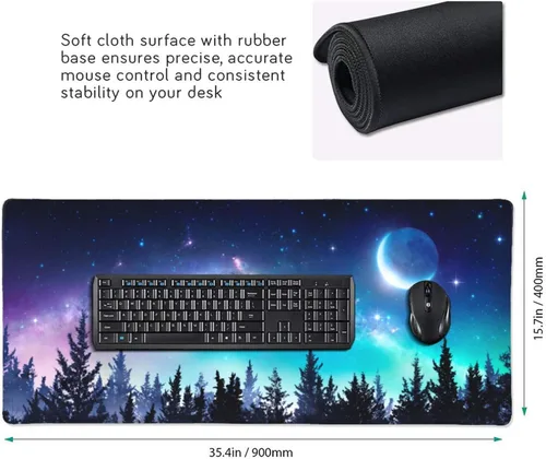 Vista 2 de Alfombrilla de mouse para videojuegos, alfombrilla de mouse grande para escritorio, base de goma antideslizante, alfombrilla de mouse extendida