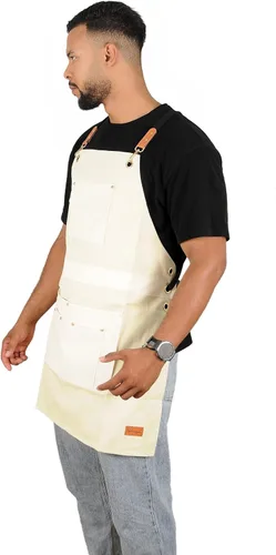 Vista 6 de Pelocapa Woodworking Tools Apron for Men Heavy Duty Waterproof Cotton Canvas Apron with 6 Pockets