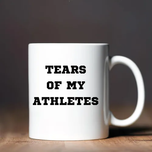 Vista 2 de Teegarb Letter Blanket Funny Sarcastic Saying My Tears of My Athletes - Taza cilíndrica de cerámica de 11 onzas, color blanco, moderna, para regalo