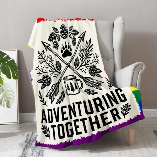 Vista 4 de Aimego Rainbow Pride Throw Blanket 50" x 60" Flannel Fleece Adventuring Blanket