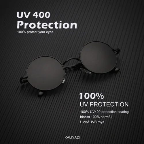 Vista 2 de KALIYADI Lentes de sol polarizados redondos para hombres y mujeres, estilo retro, de metal, hippie, estilo círculo, protección UV