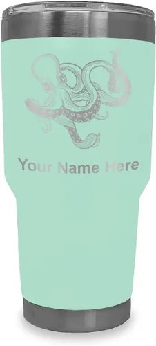 Vista 15 de LaserGram Vaso aislado al vacío de 20 onzas, Kraken, grabado personalizado incluido (negro)