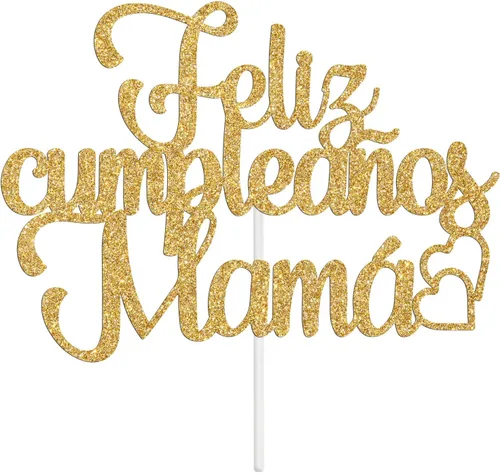 Vista 7 de Feliz Cumpleaños Mama Cake Topper, Best Mom Ever, Feliz Día de la Madre, Feliz Cumpleaños, Decoración de Fiesta de Mamá, Purpurina Dorada