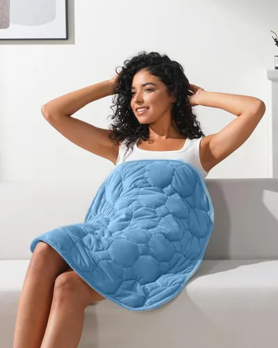 Vista 14 de Kivik Manta con peso para adultos, almohadilla de peso de 7 libras, manta pesada pequeña, almohadillas portátiles de viaje, regalos cálidos