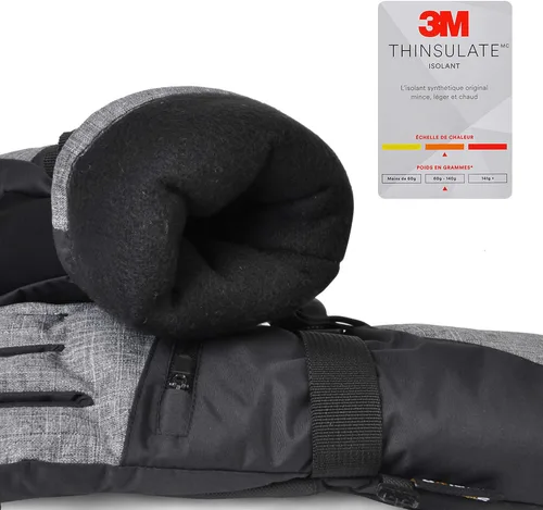 Vista 5 de Solaris Guantes de esquí impermeables para hombres y mujeres, guantes de invierno cálidos y acogedores 3M Thinsulate para esquí, snowboard, pala