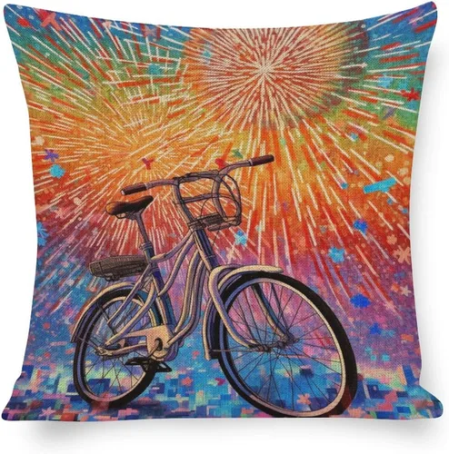 Vista 13 de Funda de cojín de lino para decoración del hogar al aire libre, 4 de julio, Día de la Independencia, celebración del 4 de julio, celebración retro