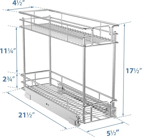 Vista 5 de ROOMTEC Estante de especias extraíble para gabinete estrecho (5.5 pulgadas de ancho x 21 pulgadas de profundidad), organizador de gabinete