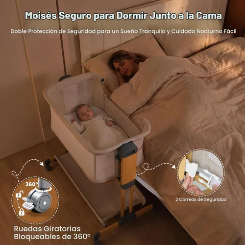 Vista 3 de Onasti 3-in-1 Baby Bassinet Bedside Sleeper, Stable Bassinet for Newborns Beige