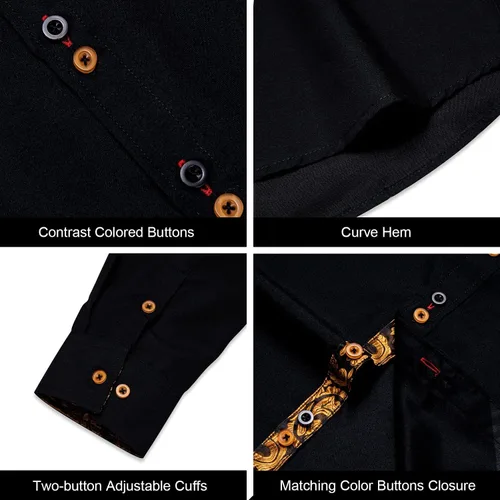 Vista 5 de DiBanGu Camisa casual de manga larga con botones para hombre, cuello de ajuste regular