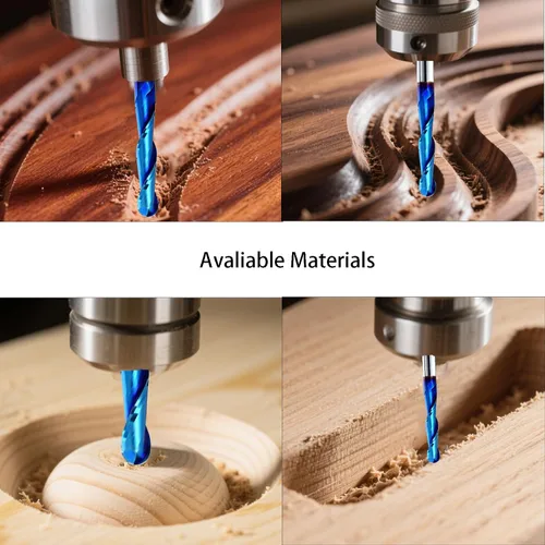 Vista 6 de Nariz esférica Cortador de fresado de extremo de 0.1 grados Fresas de enrutador CNC Herramienta de fresado en espiral con revestimiento nano azul
