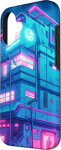 Vista 2 de Funda Vaporwave para iPhone 16 Cyberpunk House