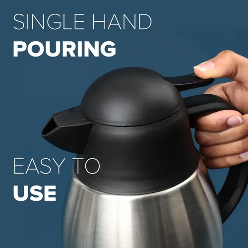 Vista 4 de Farberware Jarra de acero inoxidable, dispensador de bebidas frías/calientes de doble pared (24 horas frías, 12 horas calientes), sin BPA, capacidad