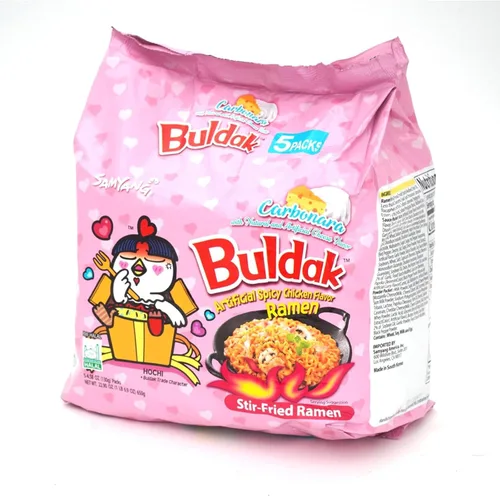 Vista 4 de Samyang Buldak - Ramen de pollo picante coreano instantáneo en paquete, Carbonara, 4.58 oz, paquete de 5