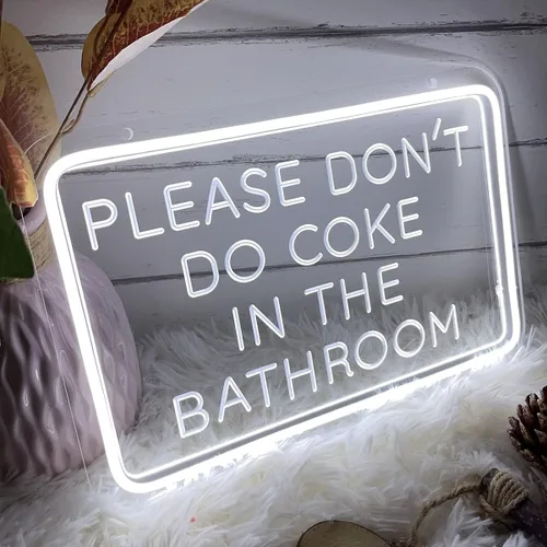Vista 3 de Letrero de neón con texto en inglés «Please Dont Do Coke in The Bath» para decoración de pared, diseño de talla artística 3D, para interiores