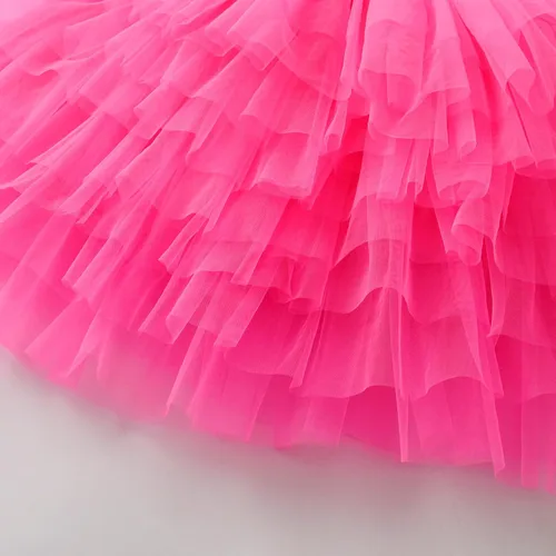 Vista 6 de DXTON Vestidos de verano sin mangas para niñas, con correa de tutú, tejido con 8 capas, mezcla de algodón esponjoso para fiestas de cumpleaños, de 3