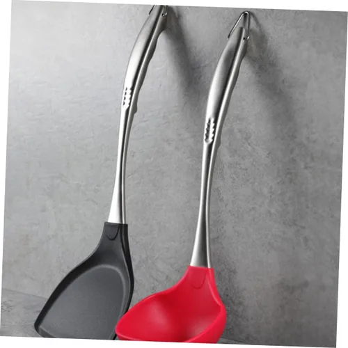 Vista 9 de LABRIMP Cuchara de silicona para servir cucharas de acero inoxidable utensilios de cocina de acero inoxidable mango cucharón cuchara de sopa