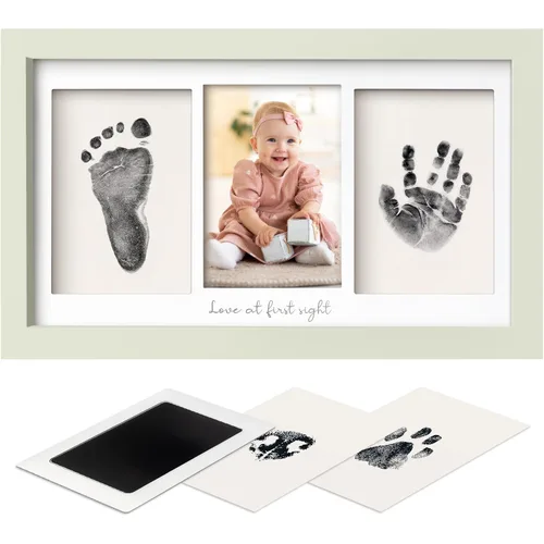 Vista 16 de Kit de manos y huellas sin tinta, recuerdo para niños, niñas, recién nacidos, almohadilla de tinta sin desorden para huellas de manos de bebé, kit