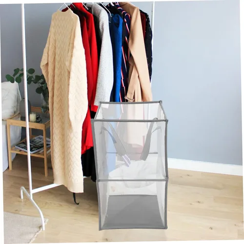 Vista 6 de Cesta plegable con asa para ropa sucia, repuesto de malla para almacenamiento de lavandería
