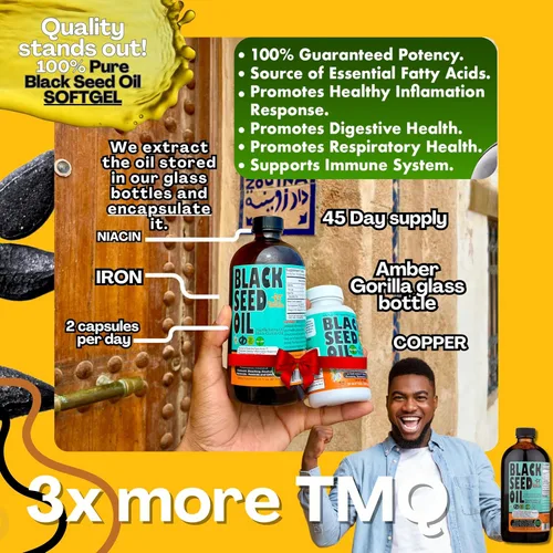 Vista 2 de Aceite de semillas negras, Sweet Sunnah Premium comprimidos suaves, 90 unidades 0.017 onzas