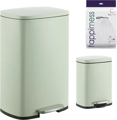 Vista 15 de happimess HPM1006B Connor - Bote de basura rectangular de 13 galones con tapa de cierre suave y mini basurero gratis, resistente a las huellas Negro