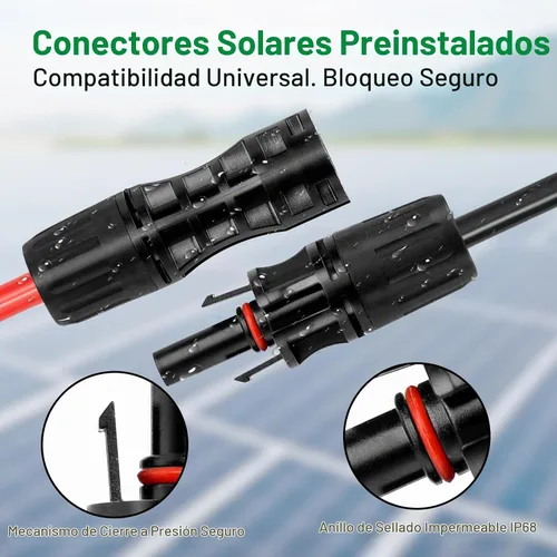 Vista 4 de XRDS -RF Cable de extensión solar 8AWG 3FT paquete de 2 unidades (rojo + negro), cable fotovoltaico con conectores solares macho/hembra, cable