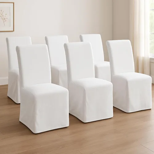 Vista 12 de Parsons - Juego de 2 sillas de comedor tapizadas con falda extraíble lavable, sillas de cocina con respaldo alto y patas de madera maciza, tela