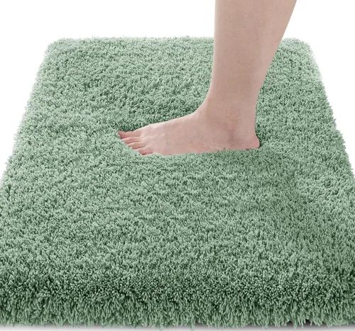 Vista 35 de Yimobra Alfombras de baño en negro y blanco antideslizantes lavables, tapetes de baño ultra suaves y absorbentes de agua, alfombra de ducha suave