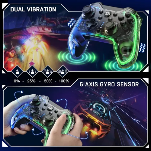 Vista 7 de Controlador de interruptor compatible con Nintendo Switch ControllerOLEDLite, controlador Switch Pro para PCAndroidiOS, controladores de interruptor