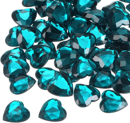 Vista 29 de MECCANIXITY 20 piezas de diamantes de imitación acrílicos de corazón de 0.787 pulgadas (0.787 in) con parte trasera plana, gemas de plástico