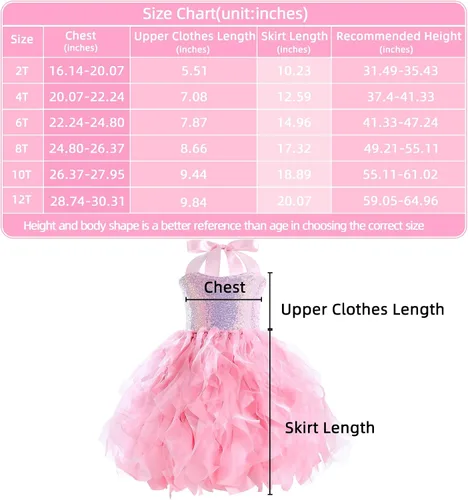 Vista 6 de Vestido tutú para niñas, vestido de tul con lentejuelas, vestido de princesa para niñas pequeñas, disfraz de fiesta de cumpleaños brillante