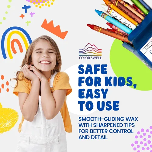 Vista 2 de Color Swell Paquete de 24 crayones – no tóxicos, ideales para niños, estudiantes, adultos y actividades en el aula