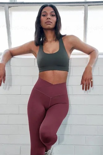 Vista 4 de Leggings de cintura cruzada para mujer, control de abdomen, entrenamiento, correr, no se transparentan, pantalones de yoga atléticos para gimnasio