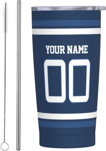 Vista 10 de Arizona - Vaso aislado personalizado con número de nombre, vasos de fútbol personalizados con pajita, taza de viaje personalizada para café, regalos