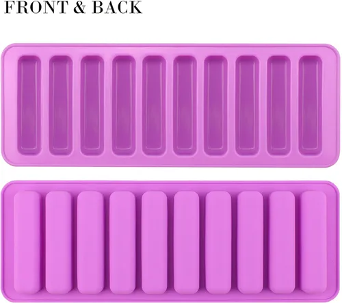 Vista 4 de FUNSHOWCASE Rectangular Oblong Chocolate Cracker Bar Stick Block Ice Tube Jelly Tray Cilindro Silicona Candy Mold