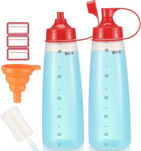 Vista 17 de Botella exprimidora de condimentos para salsas de boca ancha, botellas de plástico para condimentos, pintura, salsa de tomate, mostaza, aceite