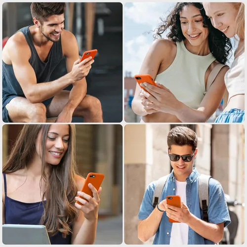Vista 5 de Miracase Funda de silicona para iPhone SE 2022/SE 2020/7/8, naranja ámbar Funda ultradelgada con protector de pantalla, forro de microfibra suave
