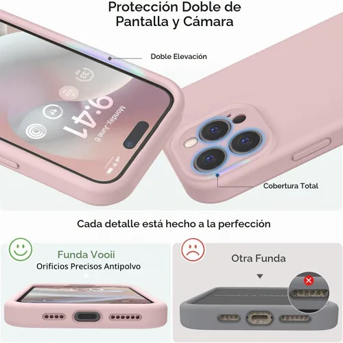 Vista 3 de Vooii Funda compatible con iPhone 15 Pro, silicona líquida Defender mejorada, [protección mejorada de la cámara]