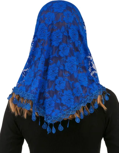 Vista 4 de PAMOR Mass Veil Triangle Mantilla Cathedral Head Cover Chapel Velo Encaje Chal Bufanda Latina