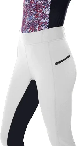 Vista 3 de FUAIOKT Mallas de equitación para mujer, pantalones de entrenamiento con parche para la rodilla, pantalones de equitación para la escuela, bolsillos