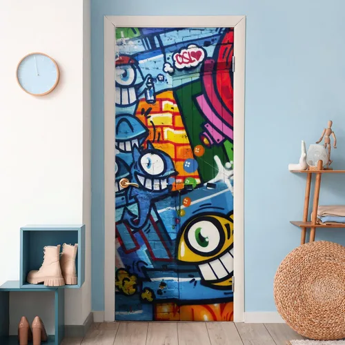Vista 53 de SIGNFORD - Papel tapiz de colorido diseño de graffiti, removible para dormitorio o sala de estar, 66 x 96 pulgadas Graffiti1-2001-y09