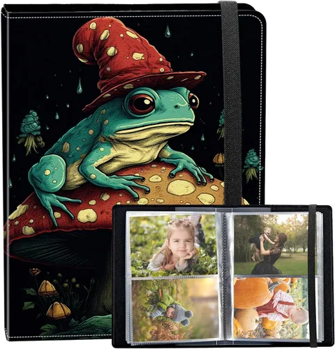 Vista 45 de Álbum de fotos de 3.5 x 5 pulgadas, cubierta de piel sintética de pequeña capacidad, mini álbum de fotos de águila americana de 3.5 x 5 con banda