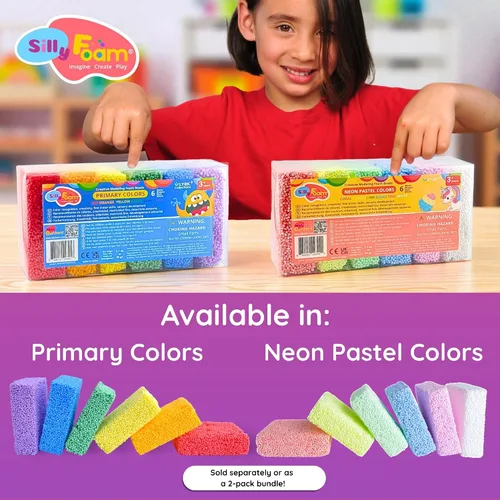 Vista 6 de Espuma Loca, Perlas de Espuma Creativa para Modelar, Paquete de 1 con 6 Colores Neón Pastel, Perfecto para Preescolar y Niños, Artes y Manualidades