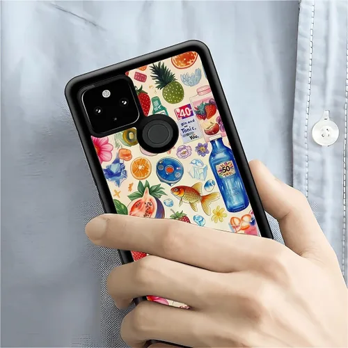 Vista 956 de Compatible con Google Pixel 4A 5G Mobile Case Creative Acrylic Panel trasero Silicona Protección Grip especialmente diseñado para Google Pixel 4A 5G