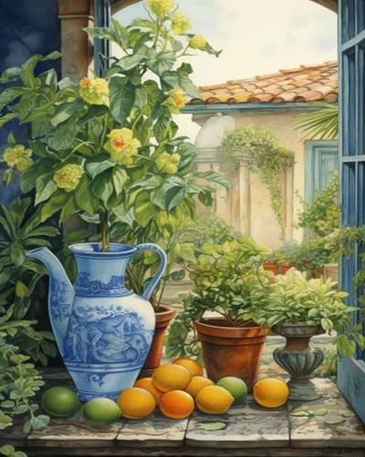 Vista 13 de Reloj de cocina de granja con limones, pintura al óleo por números, kit de pintura por números, lienzo de 16 x 20 pulgadas, pintura rústica, pintura