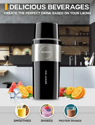 Vista 5 de MOJOCO Licuadora personal para batidos – Licuadora aislada al vacío para frutas y verduras – Licuadoras portátiles recargables con hoja de acero